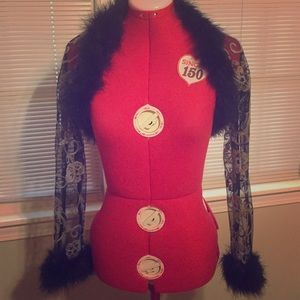 Sue Wong embroidered feathered shrug